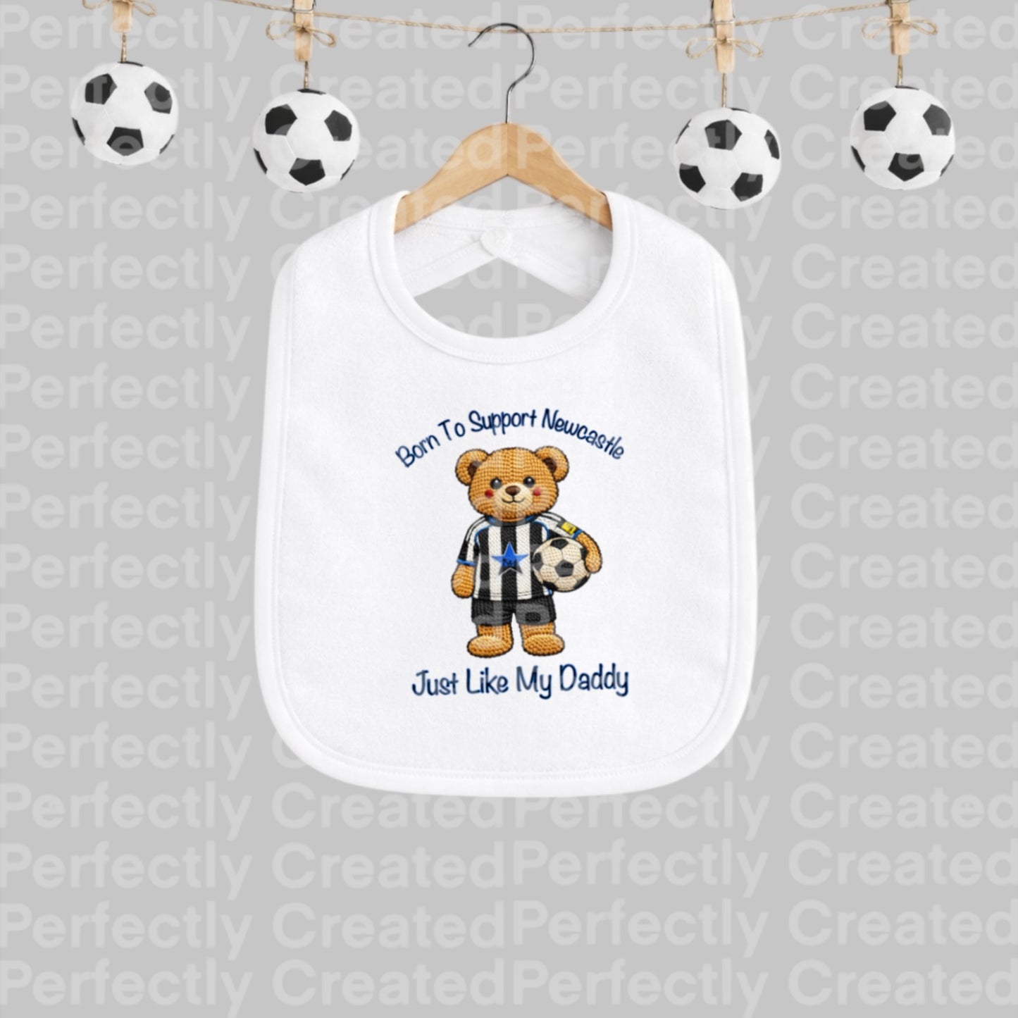 🖤🤍 Born To Support Newcastle – Baby Bib ⚽