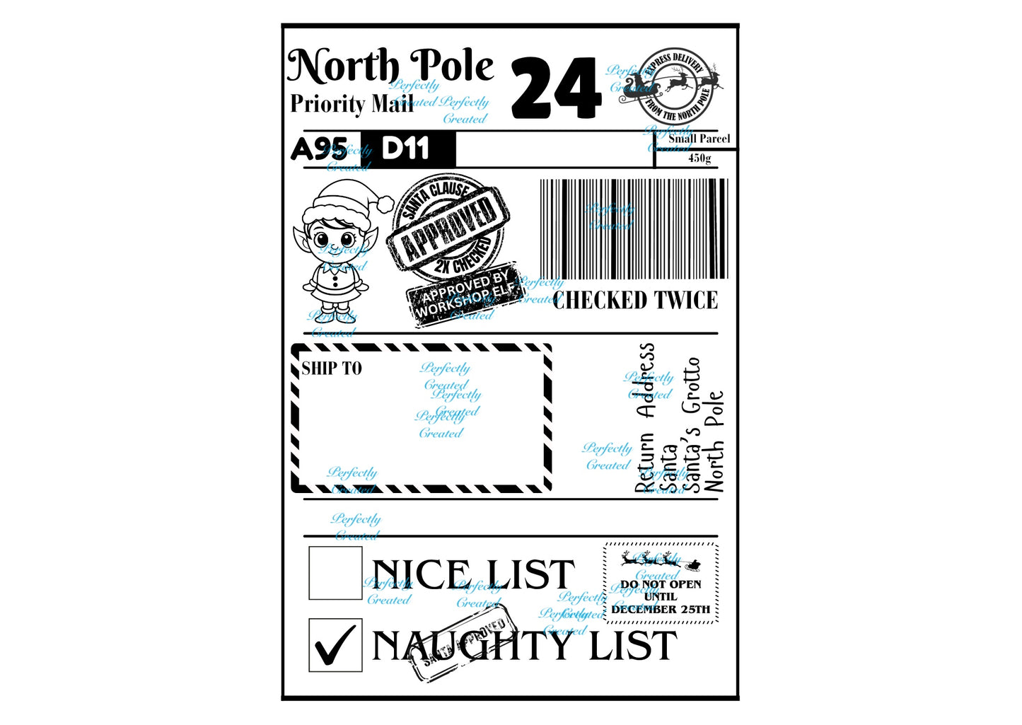 Personalised North Pole Delivery Lables pack of 12