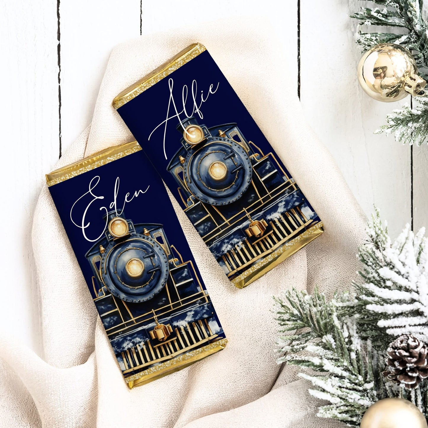 Personalised Polar Express chocolate wrapper