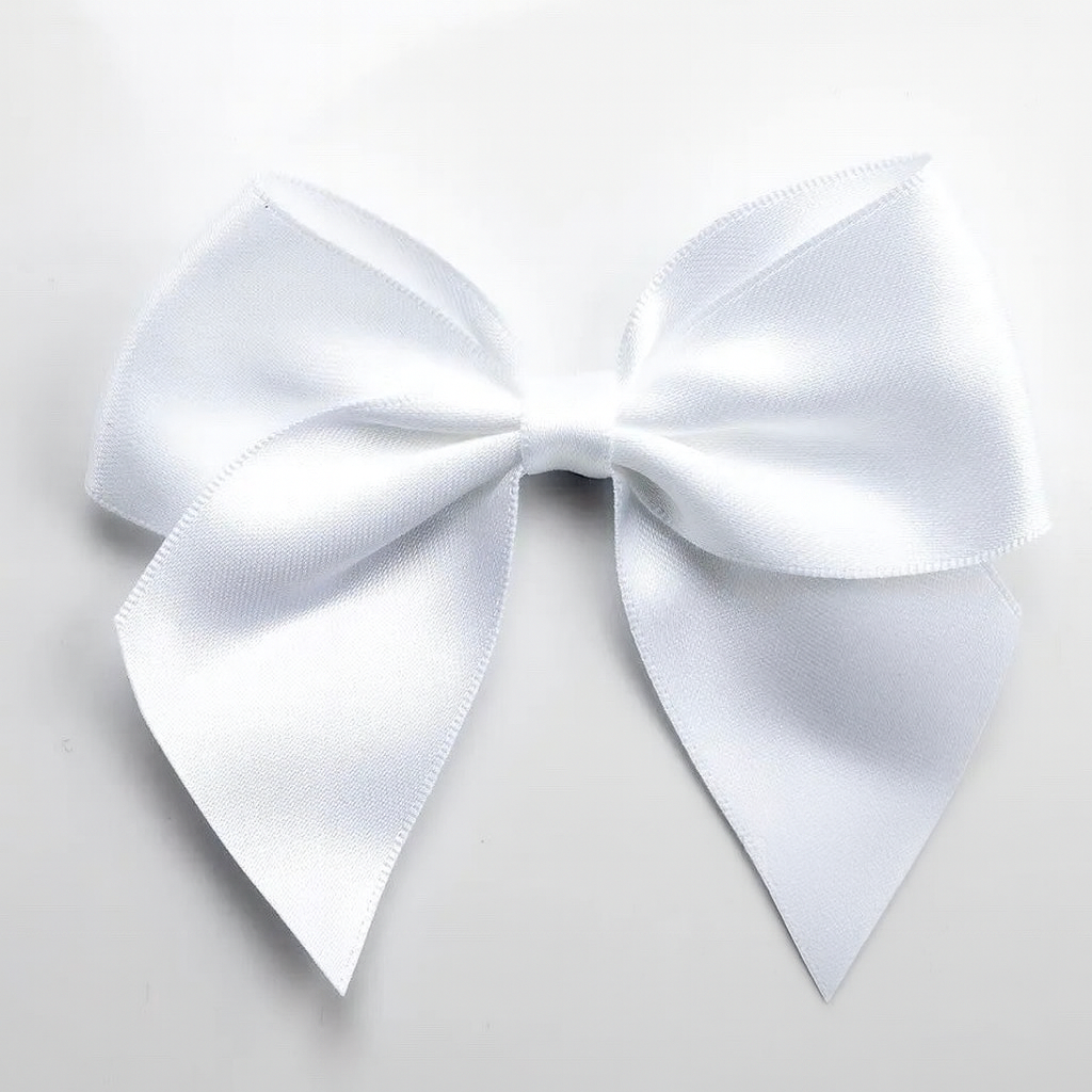 White | 10cm Satin Ribbon Bow | Self Adhesive | 6 Pack