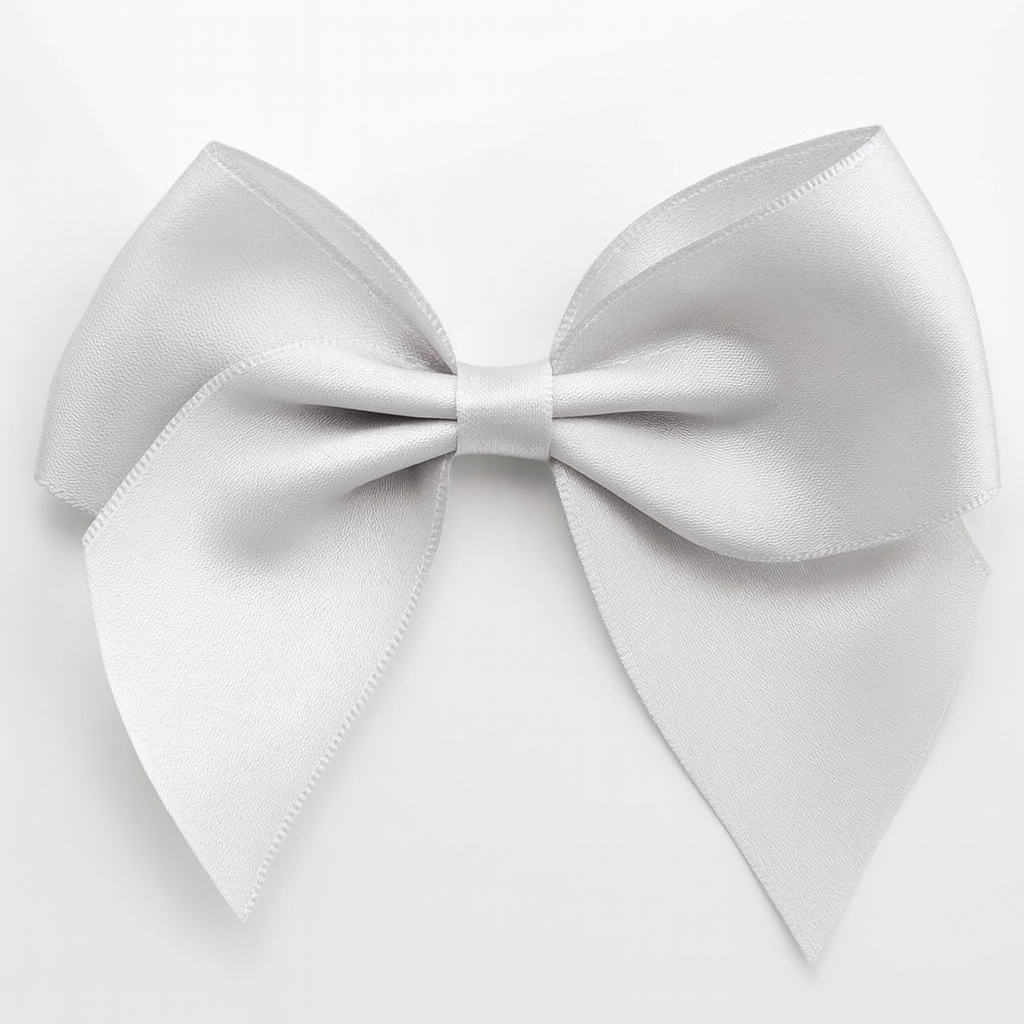 Grey | 10cm Satin Ribbon Bow | Self Adhesive | 6 Pack