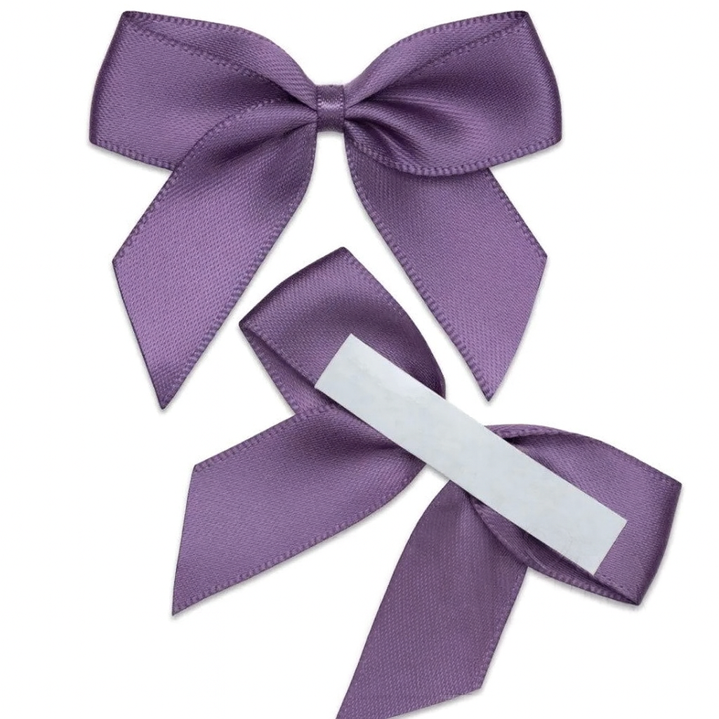 Amethyst | 5cm Satin Ribbon Bow | Self Adhesive | 12 Pack