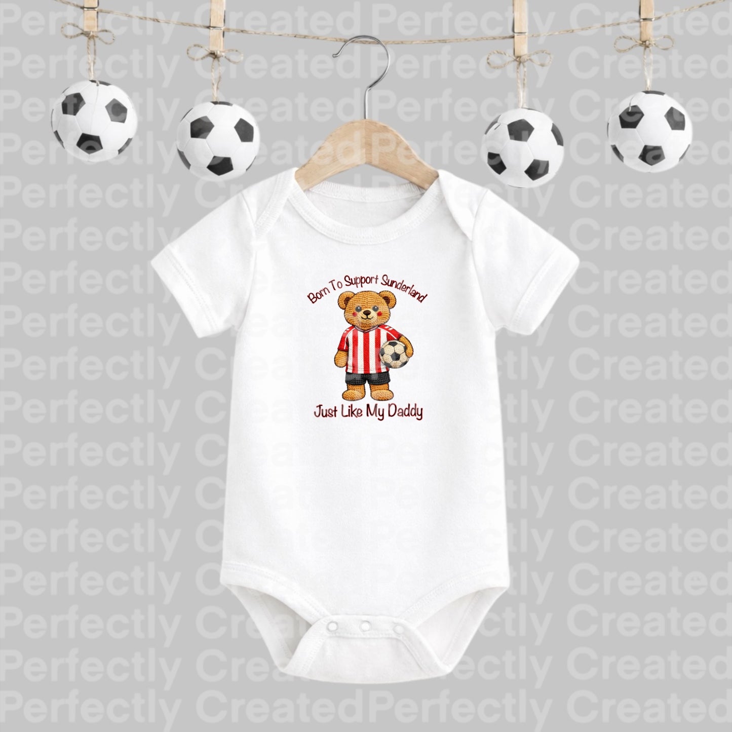 Born to Support Sunderland Baby Short sleeve vest with – Just Like My Daddy