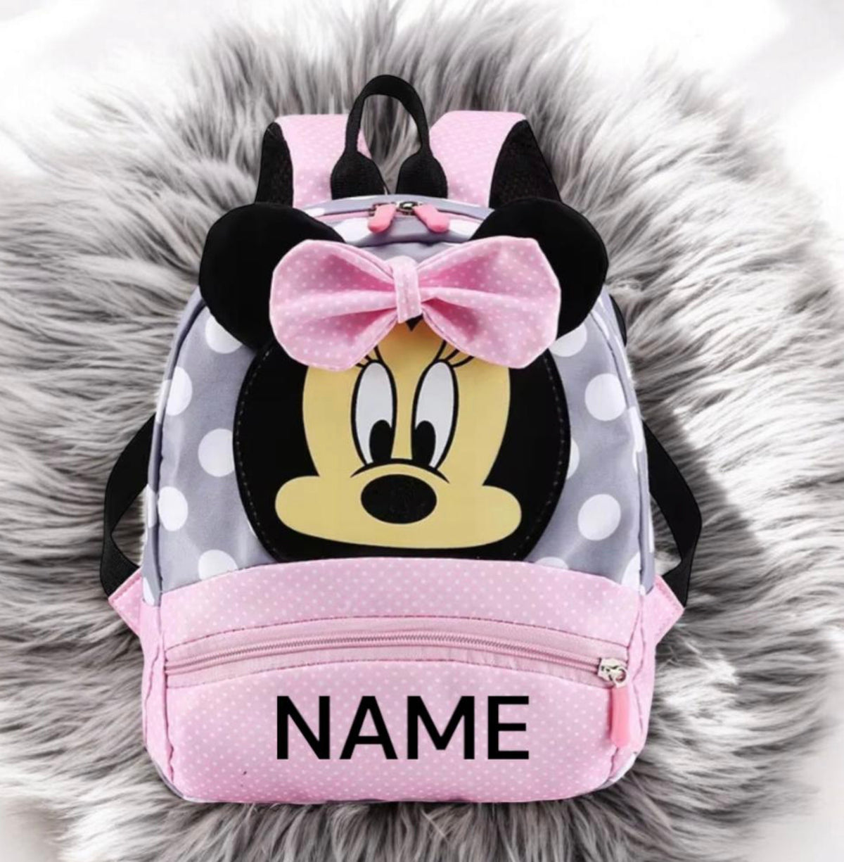 Personalised pink polka dot kids backpack