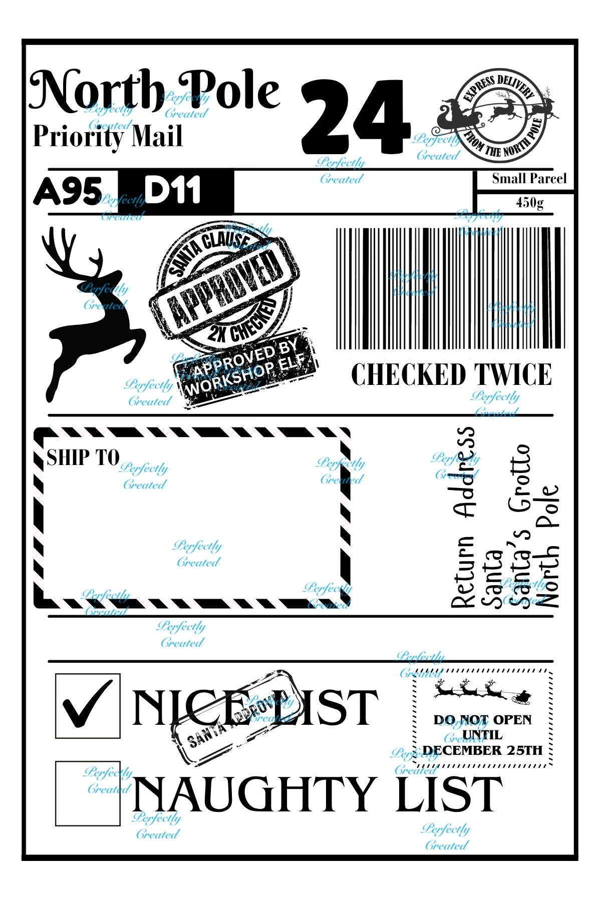 Personalised North Pole Delivery Lables pack of 12