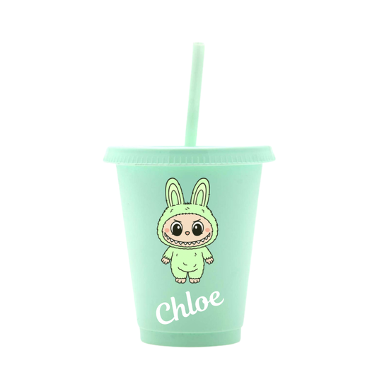 Personalised Little Monsters 16oz Cold Cup with lid and straw