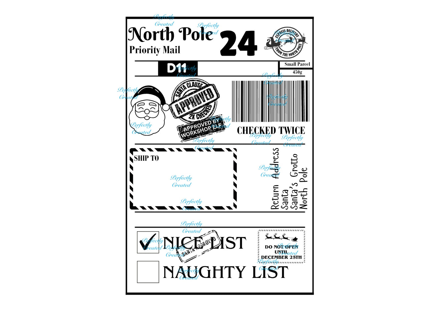 Personalised North Pole Delivery Lables pack of 12