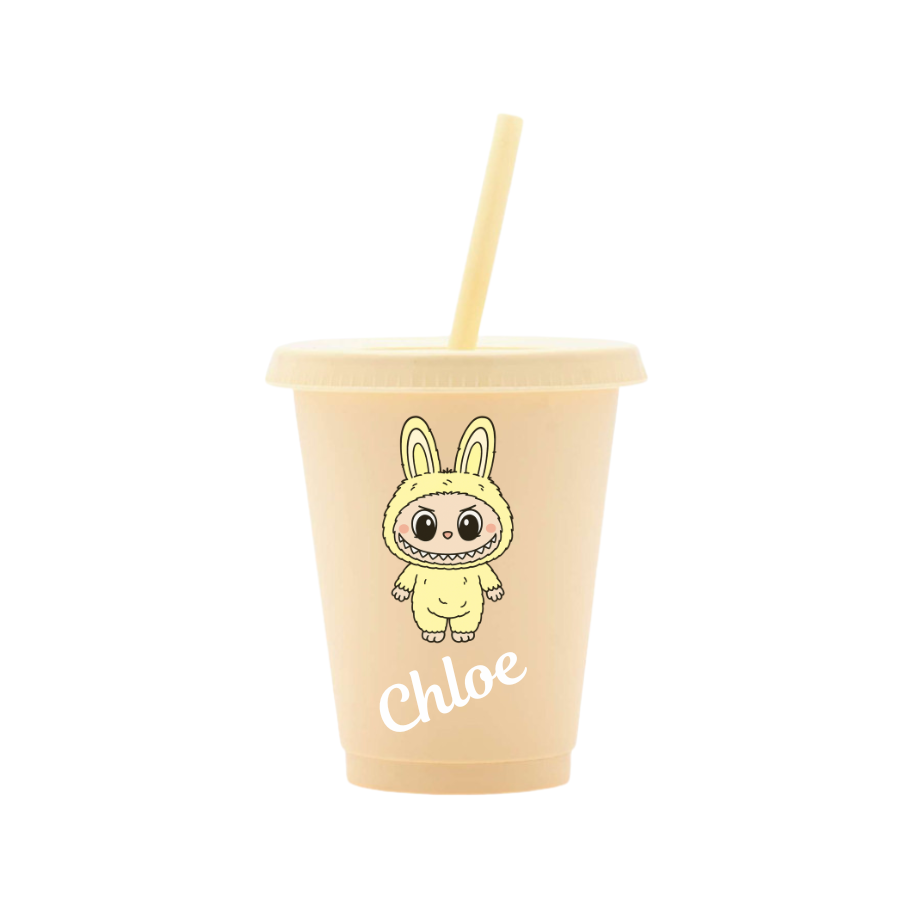 Personalised Little Monsters 16oz Cold Cup with lid and straw