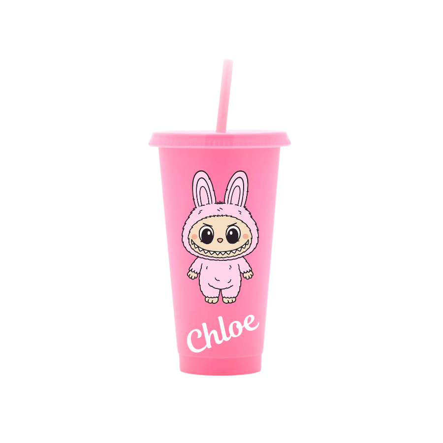 Personalised Little Monsters 24oz Cold Cup with lid and straw