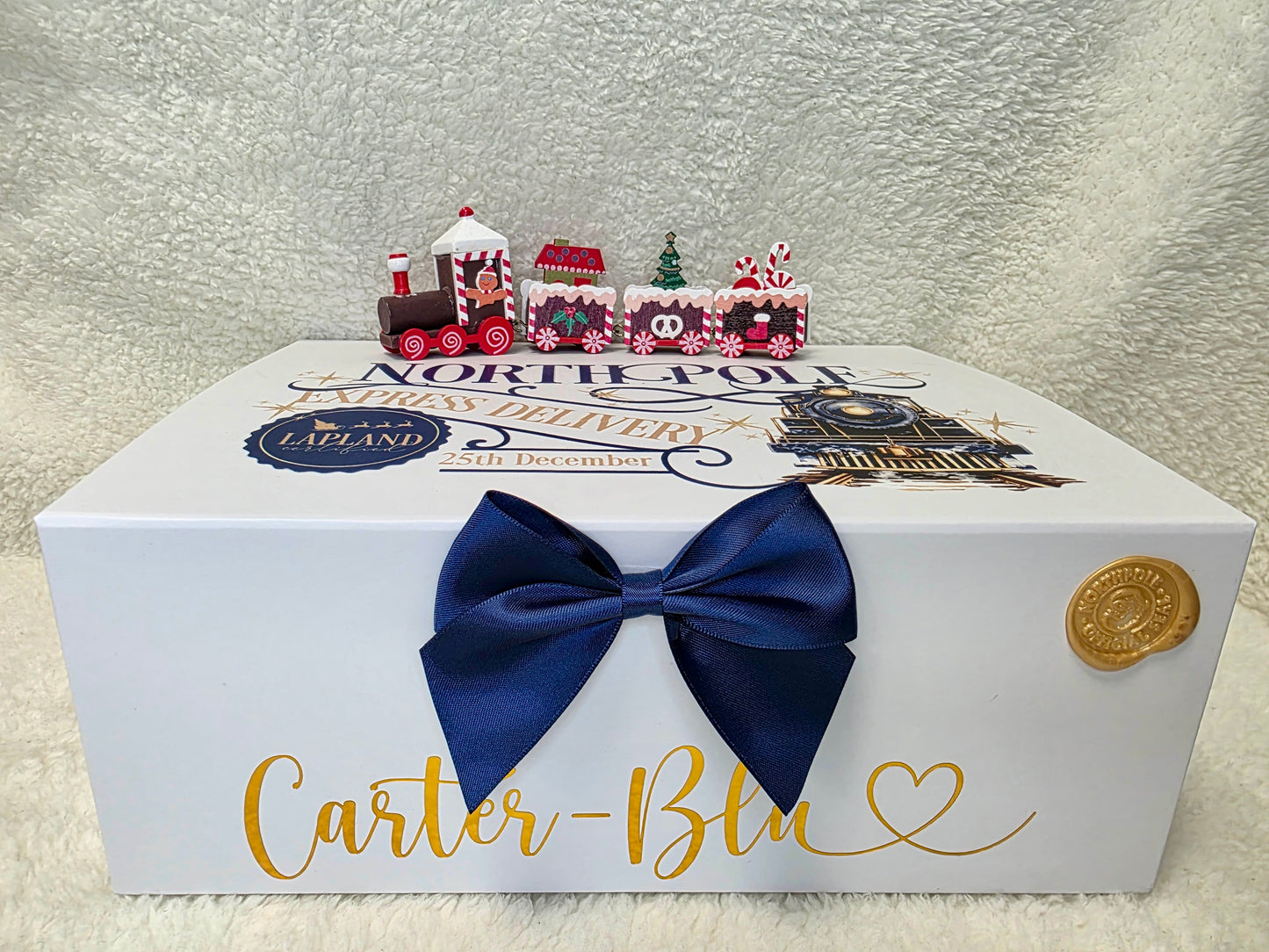 Personalised Christmas magnetic Box With train