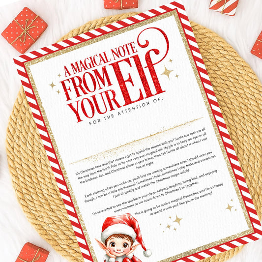 Personalised Magical Elf Letter & Red Envelope – Elf on the Shelf Arrival Note