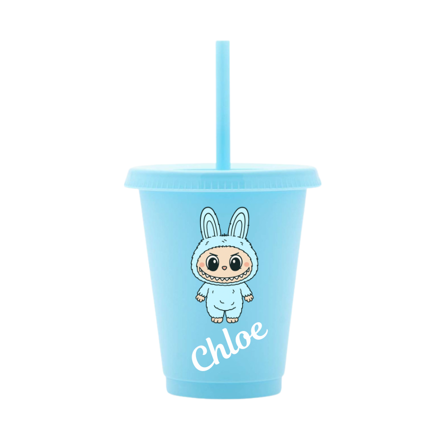 Personalised Little Monsters 16oz Cold Cup with lid and straw