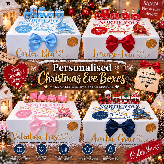Personalised Christmas Eve Boxes - four colour designs