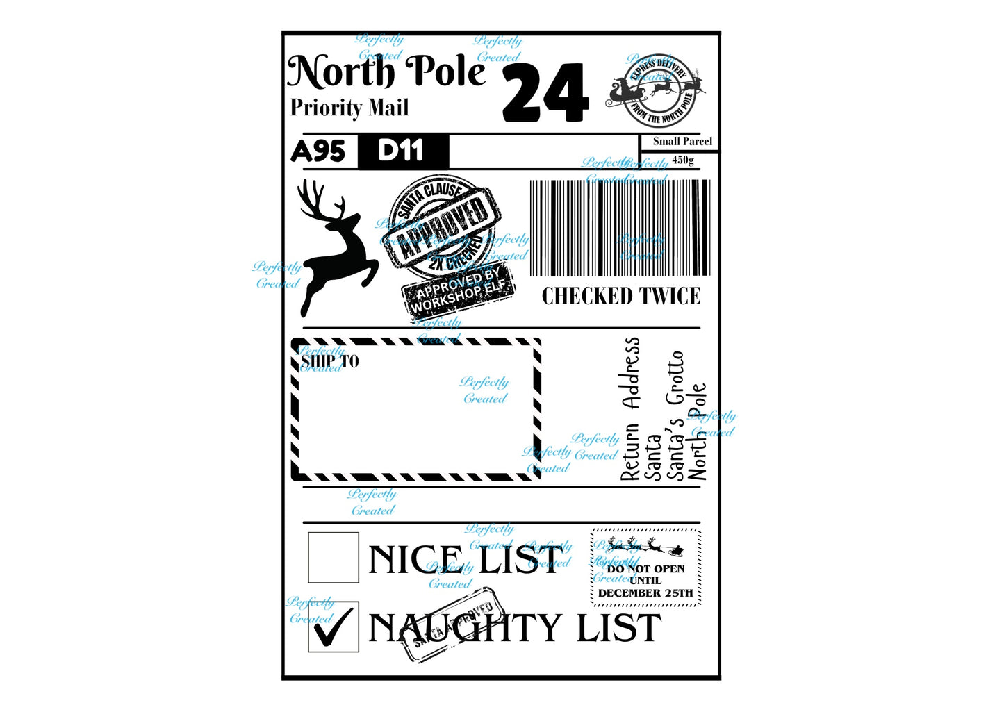 Personalised North Pole Delivery Lables pack of 12