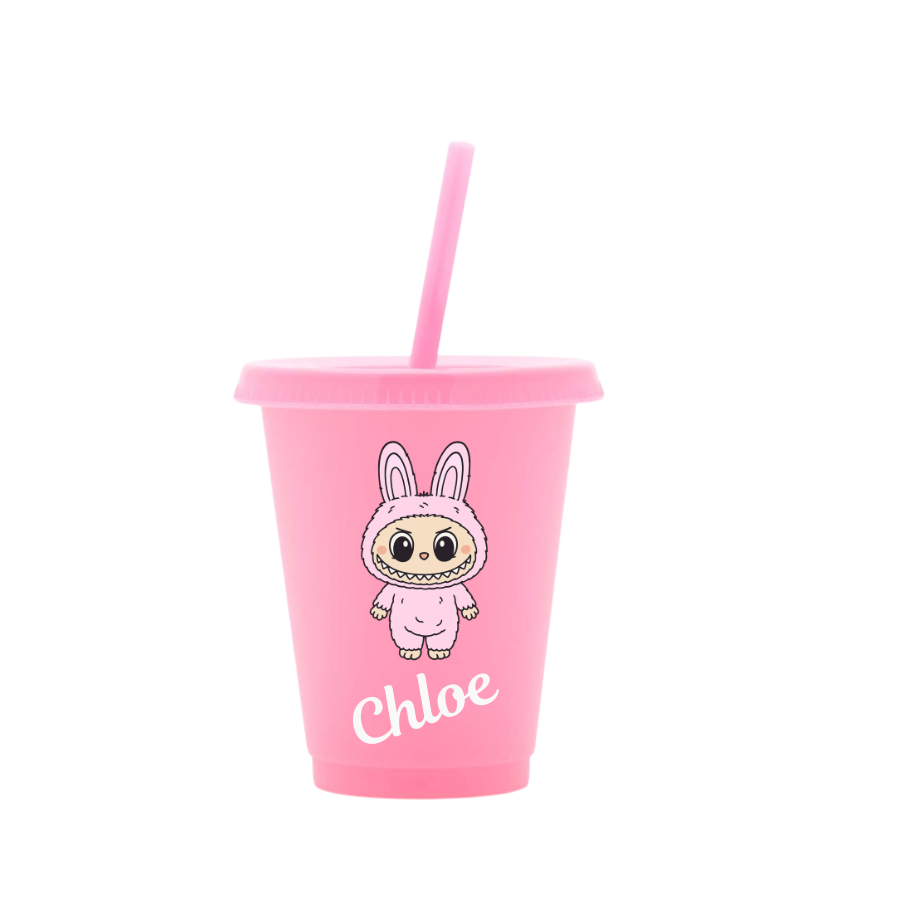Personalised Little Monsters 16oz Cold Cup with lid and straw
