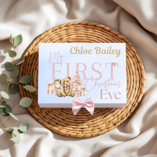 Personalised First Christmas Eve Teddy Bear Festive Scene