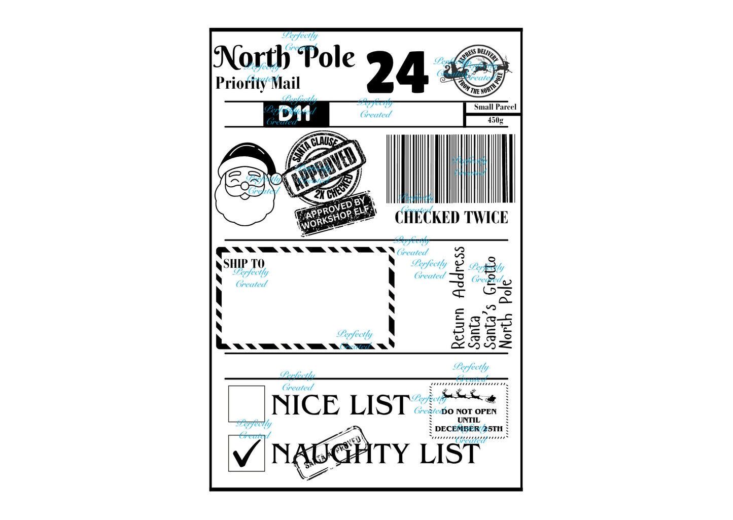 Personalised North Pole Delivery Lables pack of 12