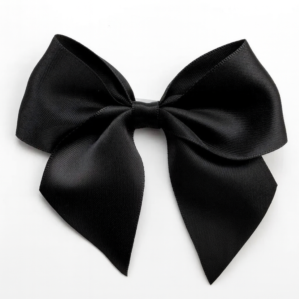 Black | 10cm Satin Ribbon Bow | Self Adhesive | 6 Pack