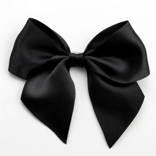 Black | 10cm Satin Ribbon Bow | Self Adhesive | 6 Pack