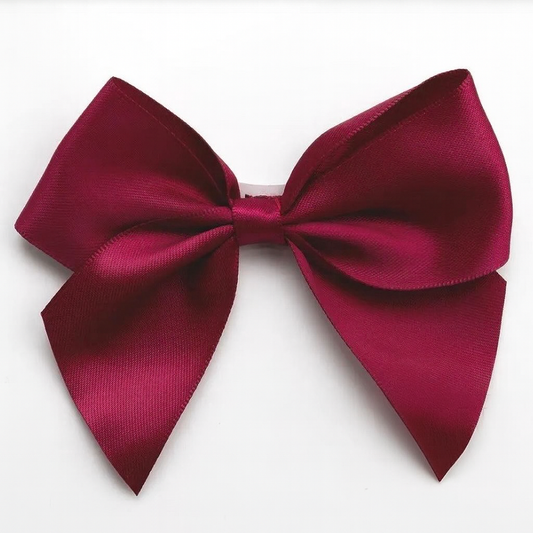 Burgundy | 10cm Satin Ribbon Bow | Self Adhesive | 6 Pack