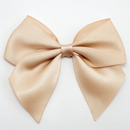 Champagne Gold | 10cm Satin Ribbon Bow | Self Adhesive | 6 Pack