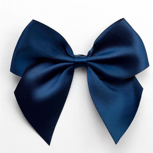 Navy | 10cm Satin Ribbon Bow | Self Adhesive | 6 Pack