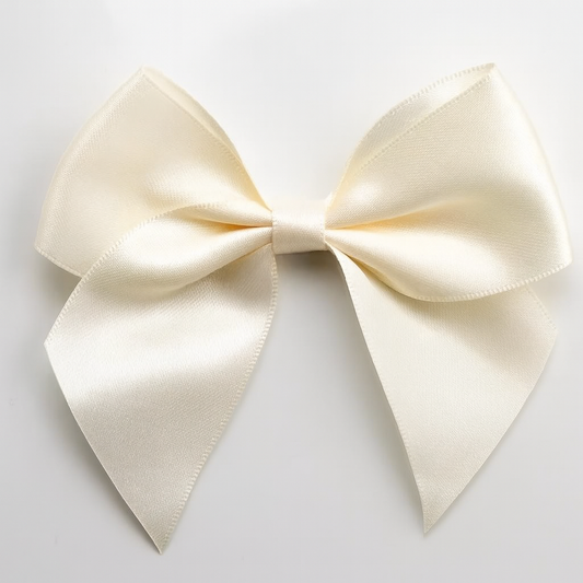 Ivory | 10cm Satin Ribbon Bow | Self Adhesive | 6 Pack