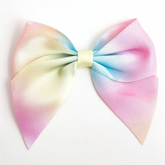 Pastel Rainbow | 10cm Satin Ribbon Bow | Self Adhesive | 6 Pack