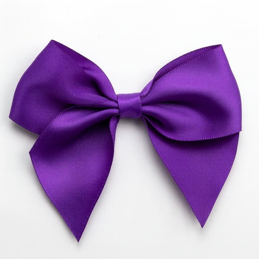 Purple | 10cm Satin Ribbon Bow | Self Adhesive | 6 Pack