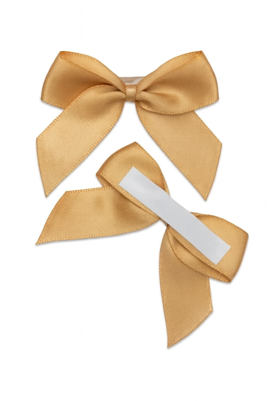 Antique Gold | 5cm Satin Ribbon Bow | Self Adhesive | 12 Pack