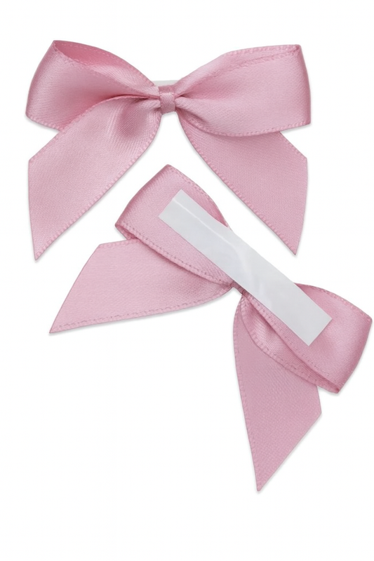 Antique Pink | 5cm Satin Ribbon Bow | Self Adhesive | 12 Pack