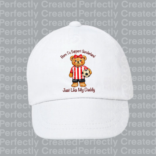Born to Support Sunderland Baby Cap with Bow – Just Like My Daddy