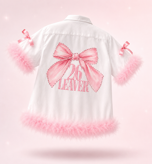 School Graduate Leavers Shirt Pink Bow