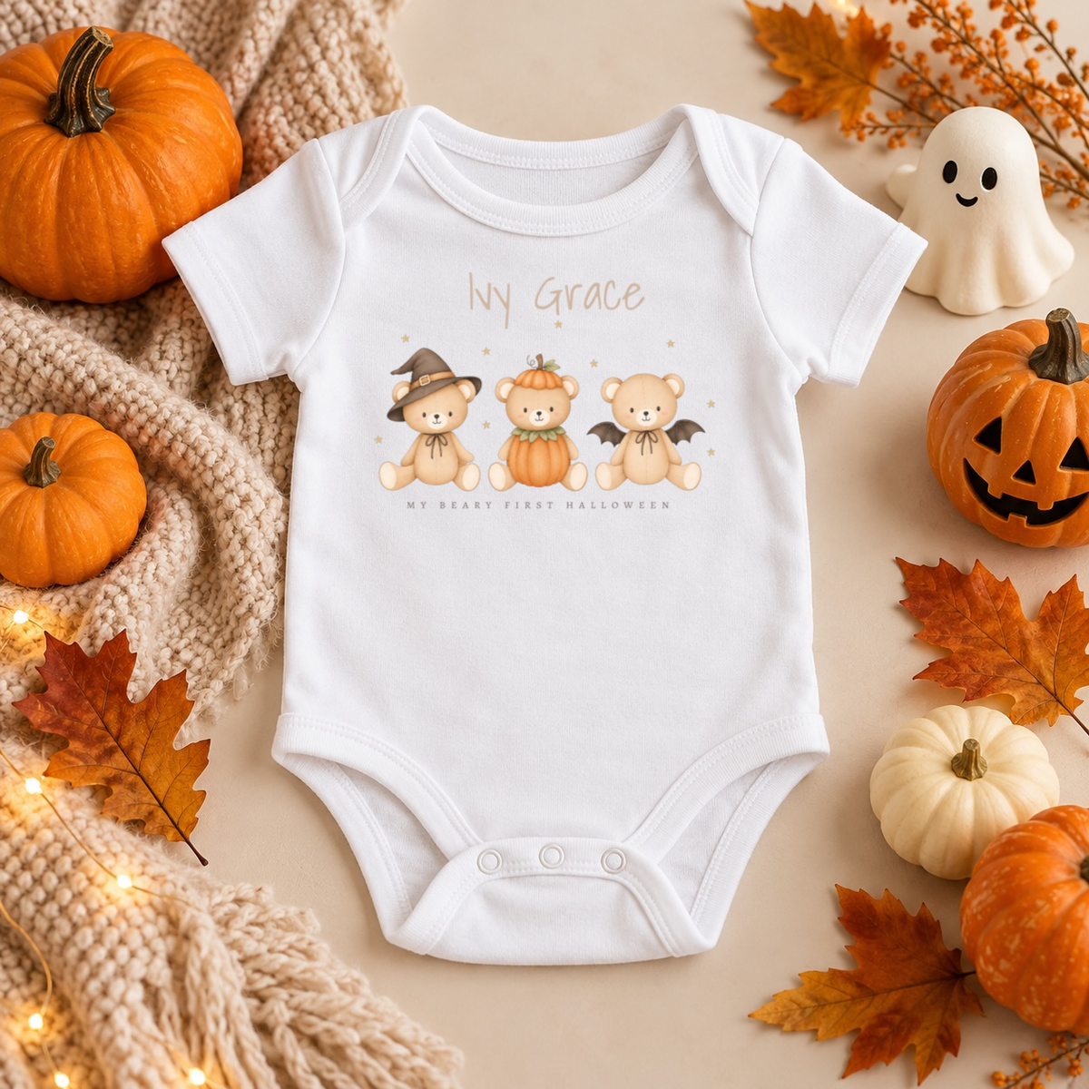 Personalised My Beary First Halloween Boo Box & Baby Vest Set