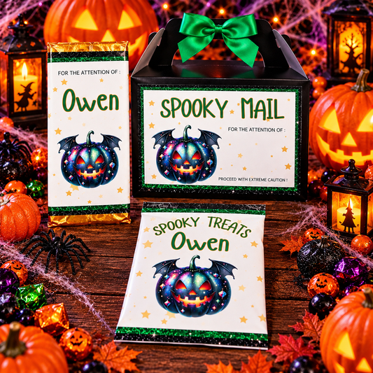 Personalised Pumpkin Spooky Treats Halloween Set – Full Set £8