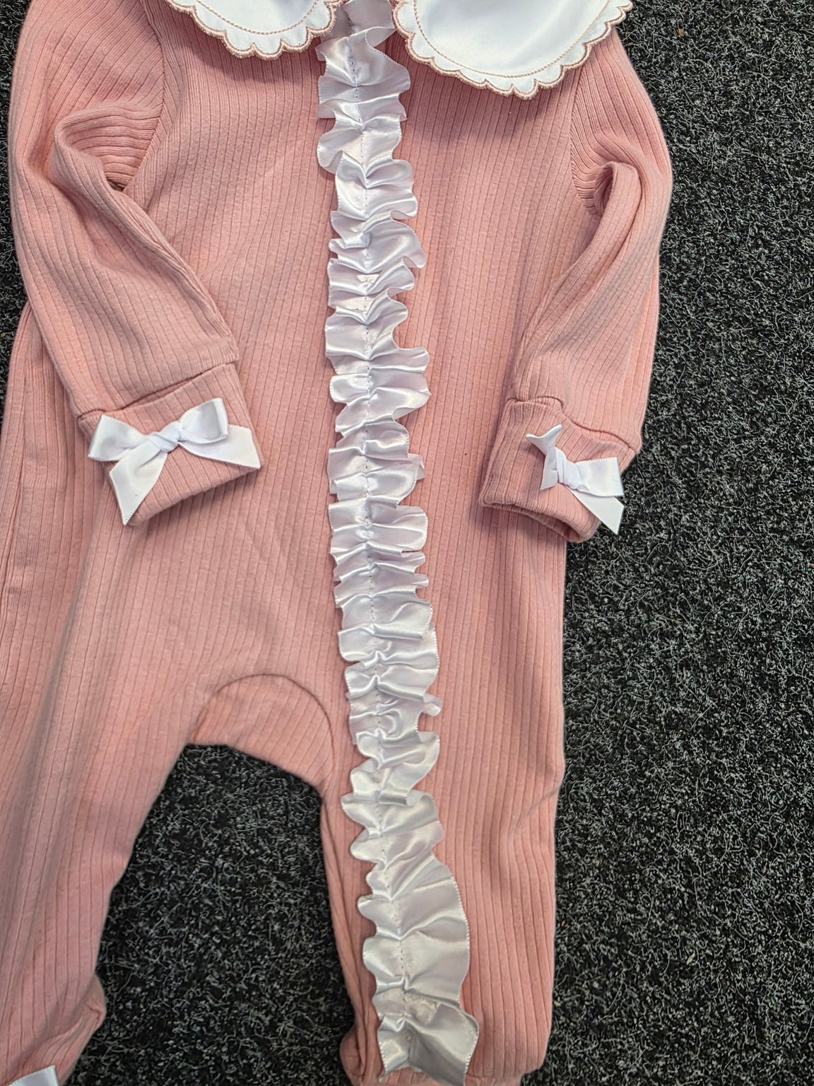Pink baby girl ruffle romper photo 5