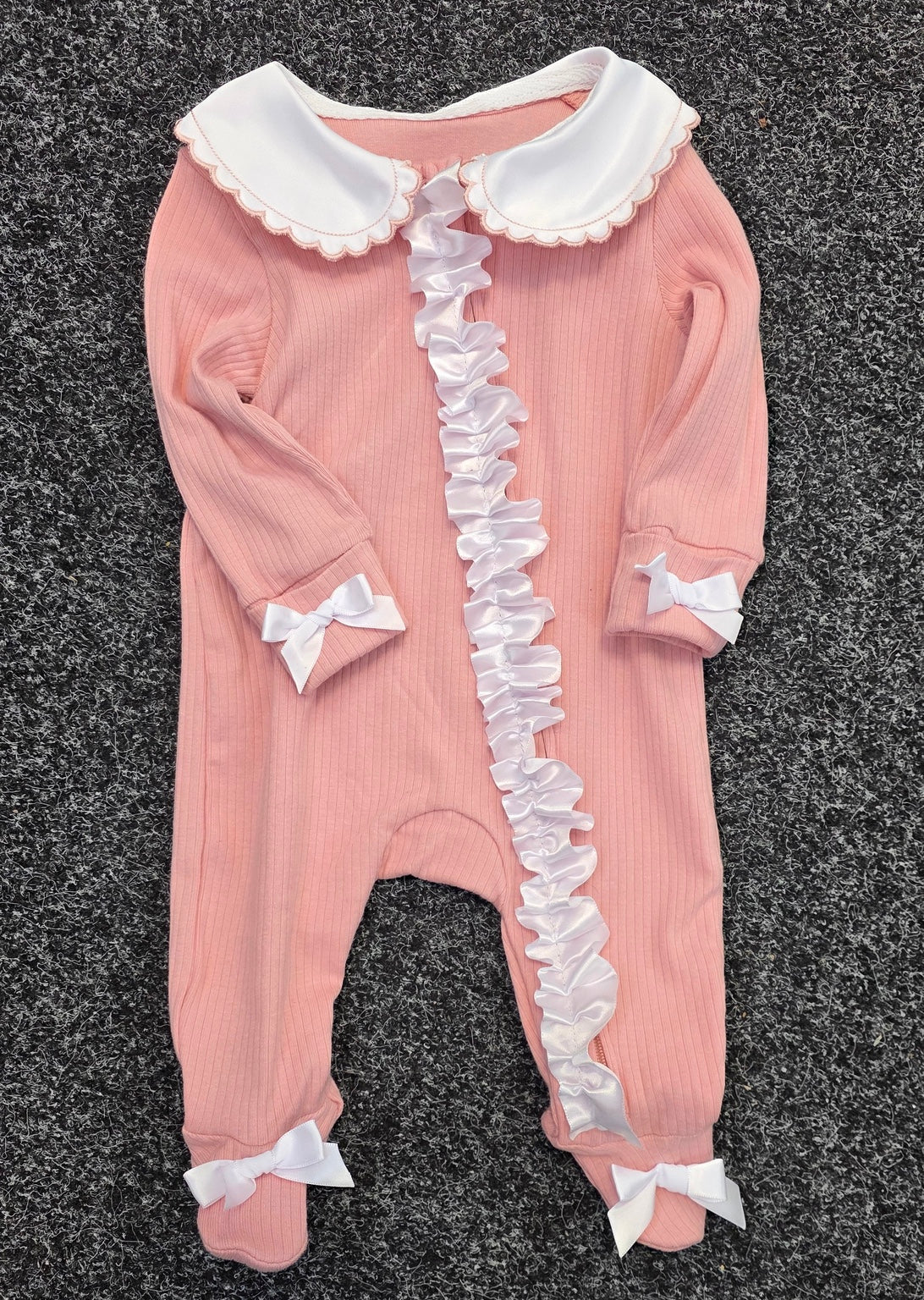 Pink baby girl ruffle romper photo 1