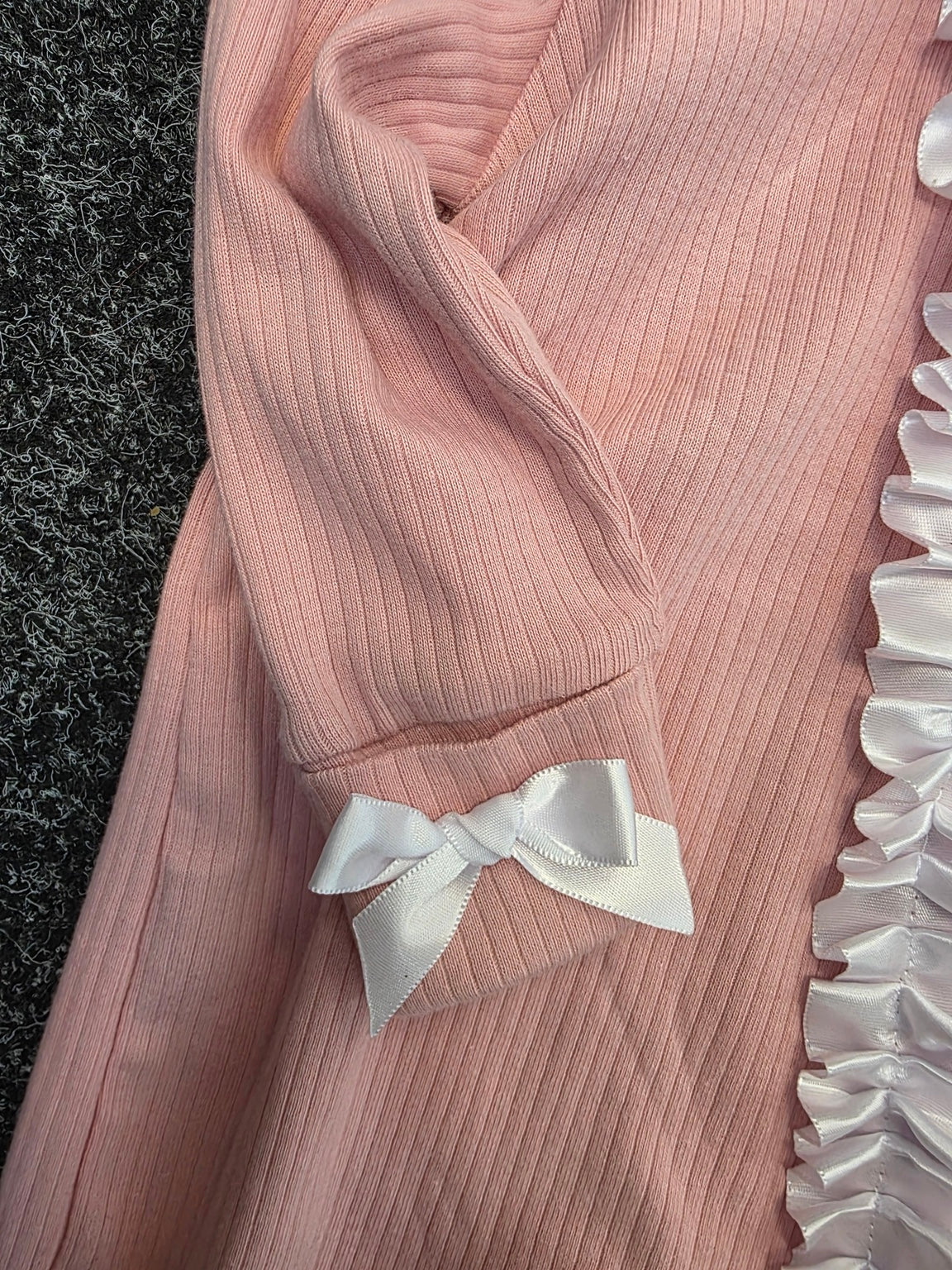 Pink baby girl ruffle romper photo 2