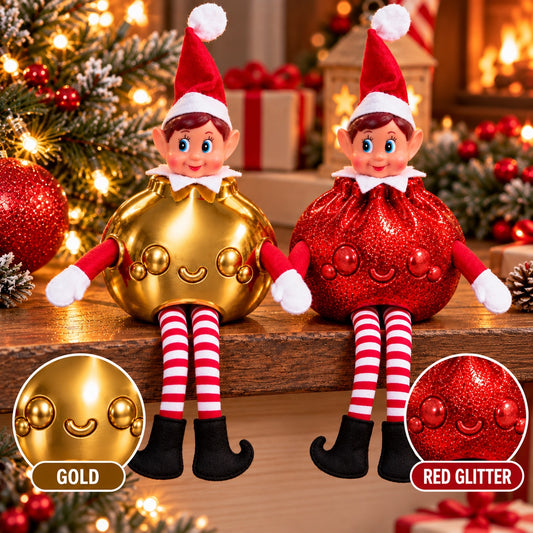 Gold and red glitter Christmas elf dumpling costumes