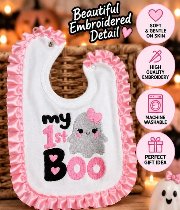 My 1st Boo Halloween embroidered bib