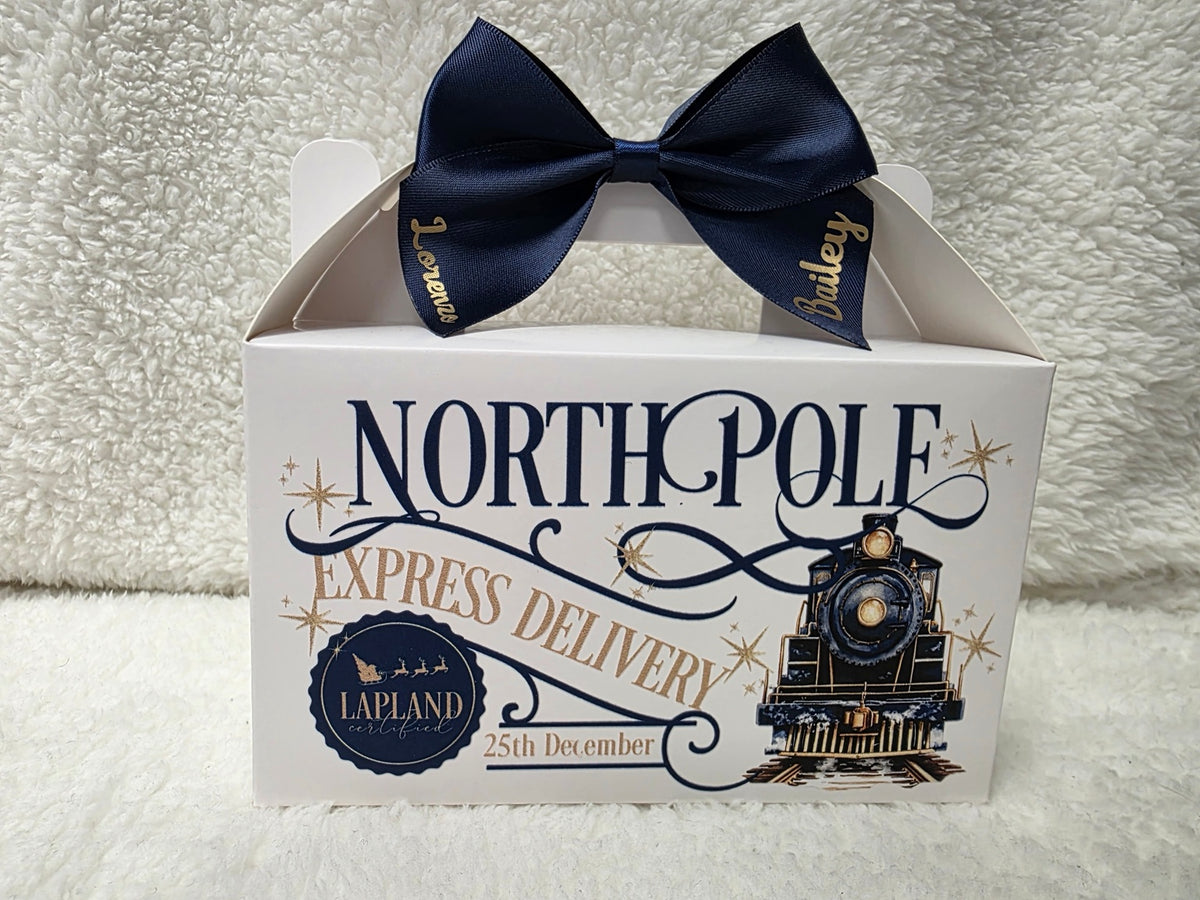 Personalised North Pole Express Delivery gift box in navy