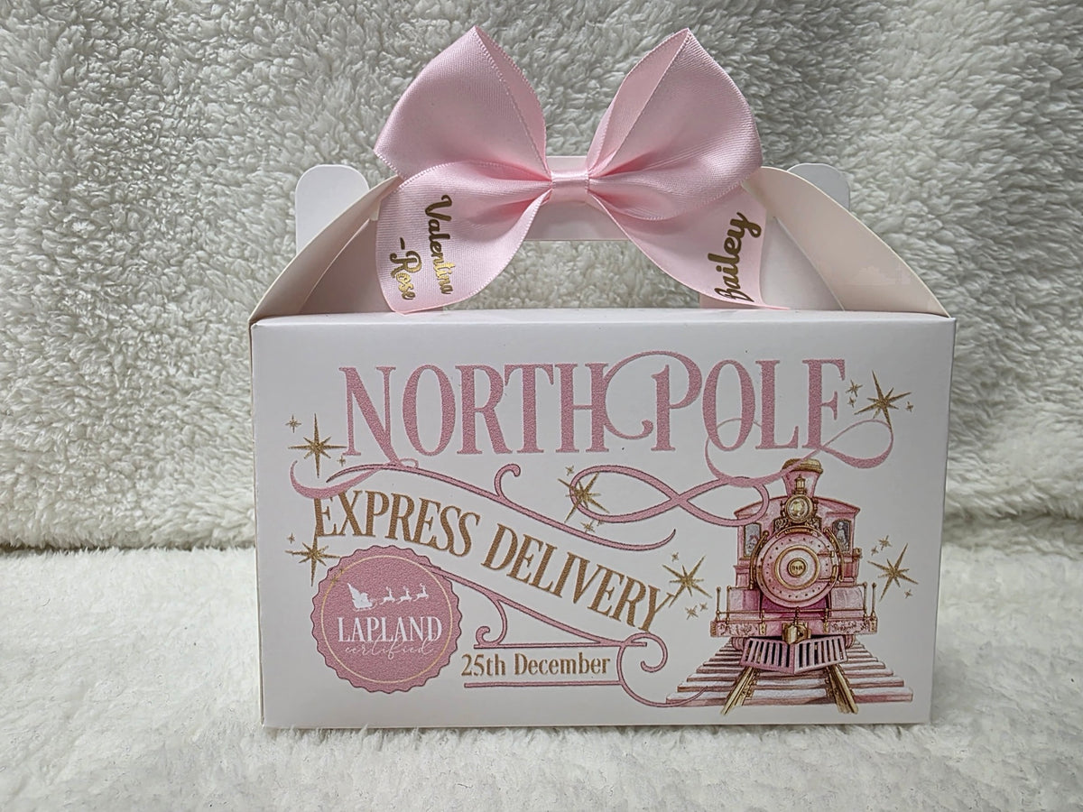 Personalised North Pole Express Delivery gift box in pink