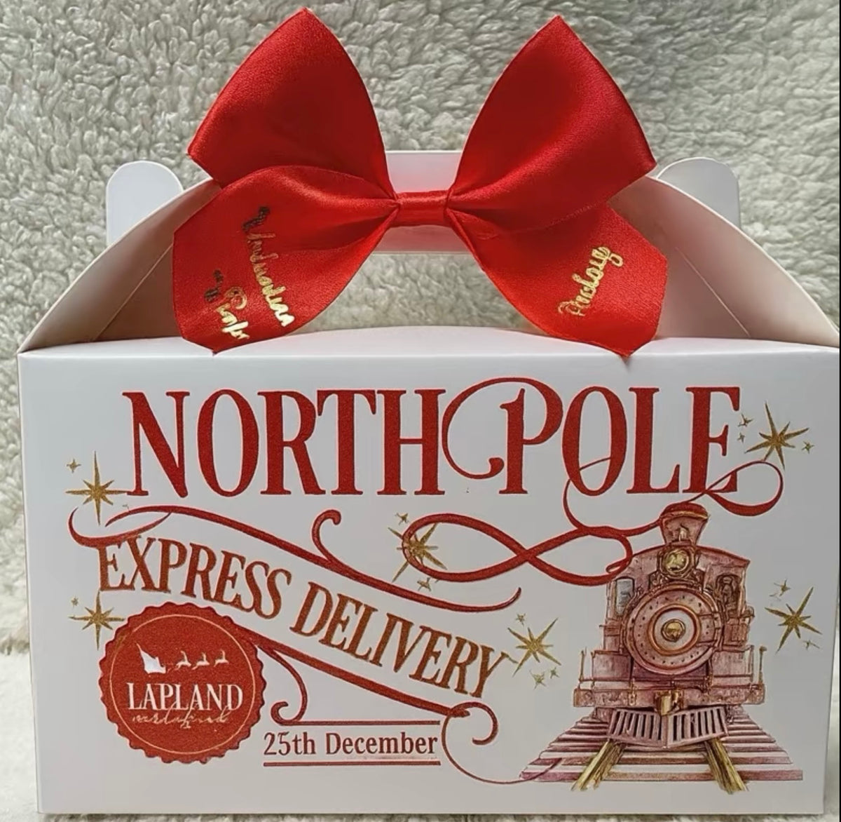 Personalised North Pole Express Delivery gift box in red