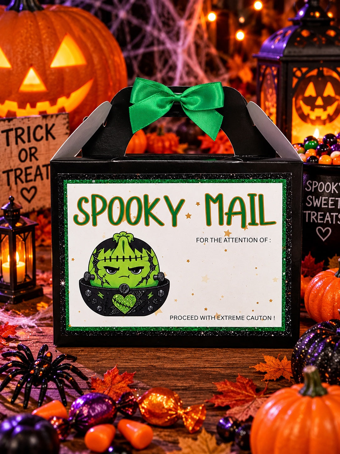 Personalised Frankenstein Spooky Mail Halloween treat box