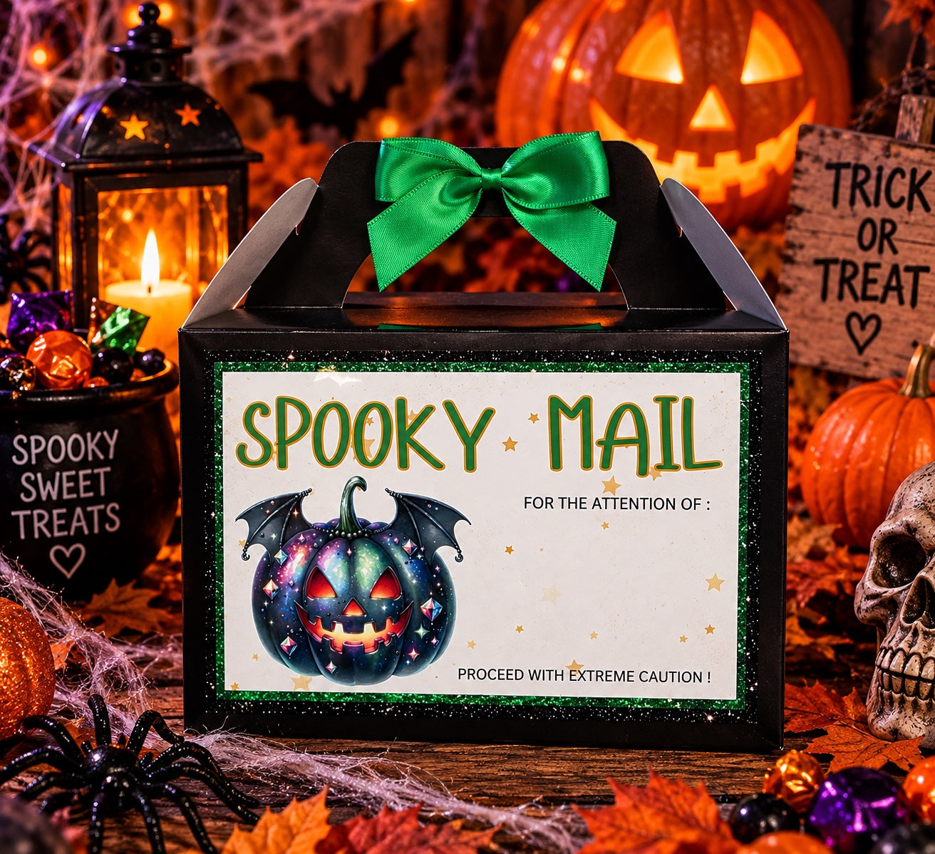 Personalised pumpkin Spooky Mail Halloween treat box