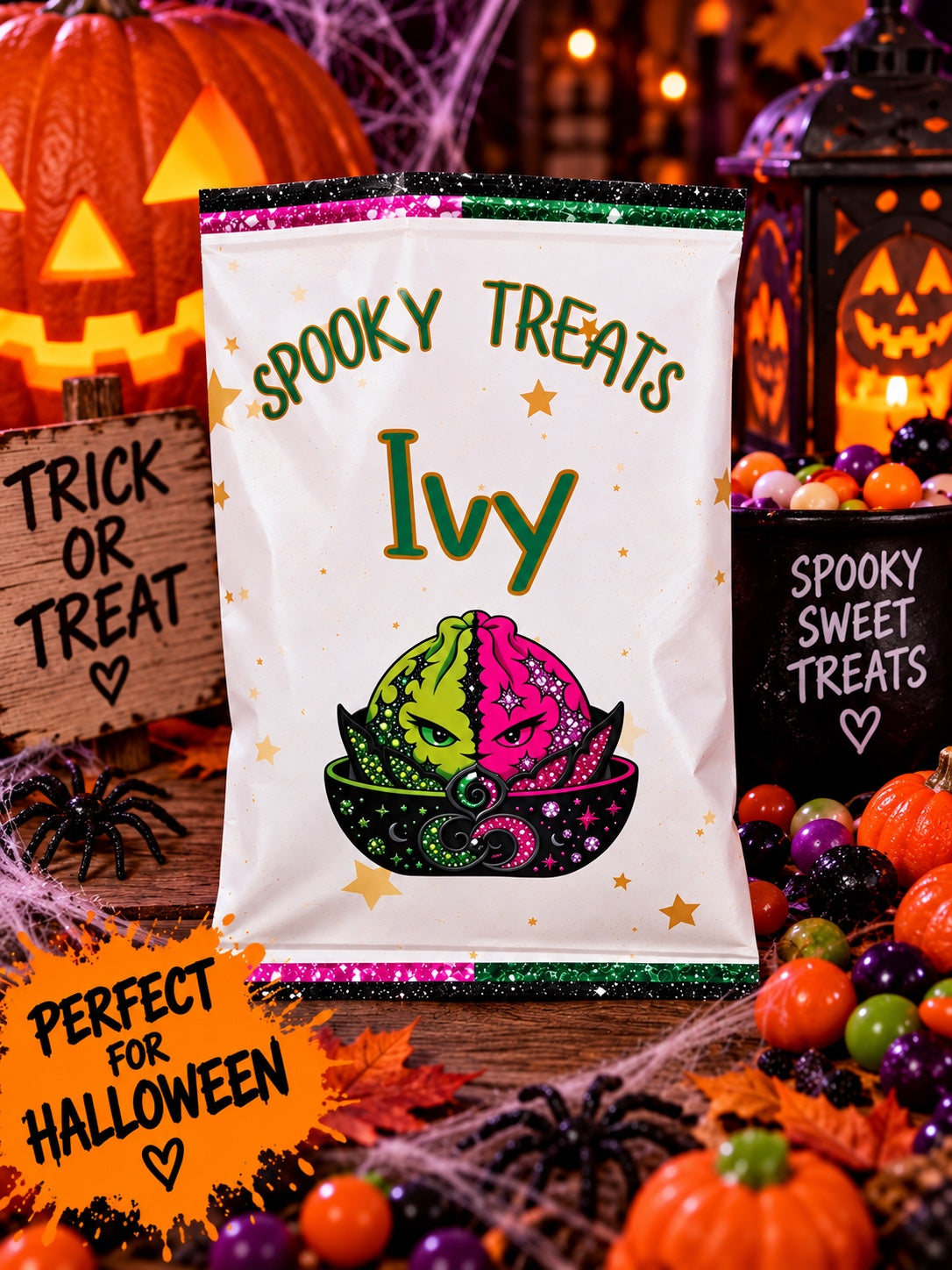 Personalised Spooky Treats Halloween treat packet